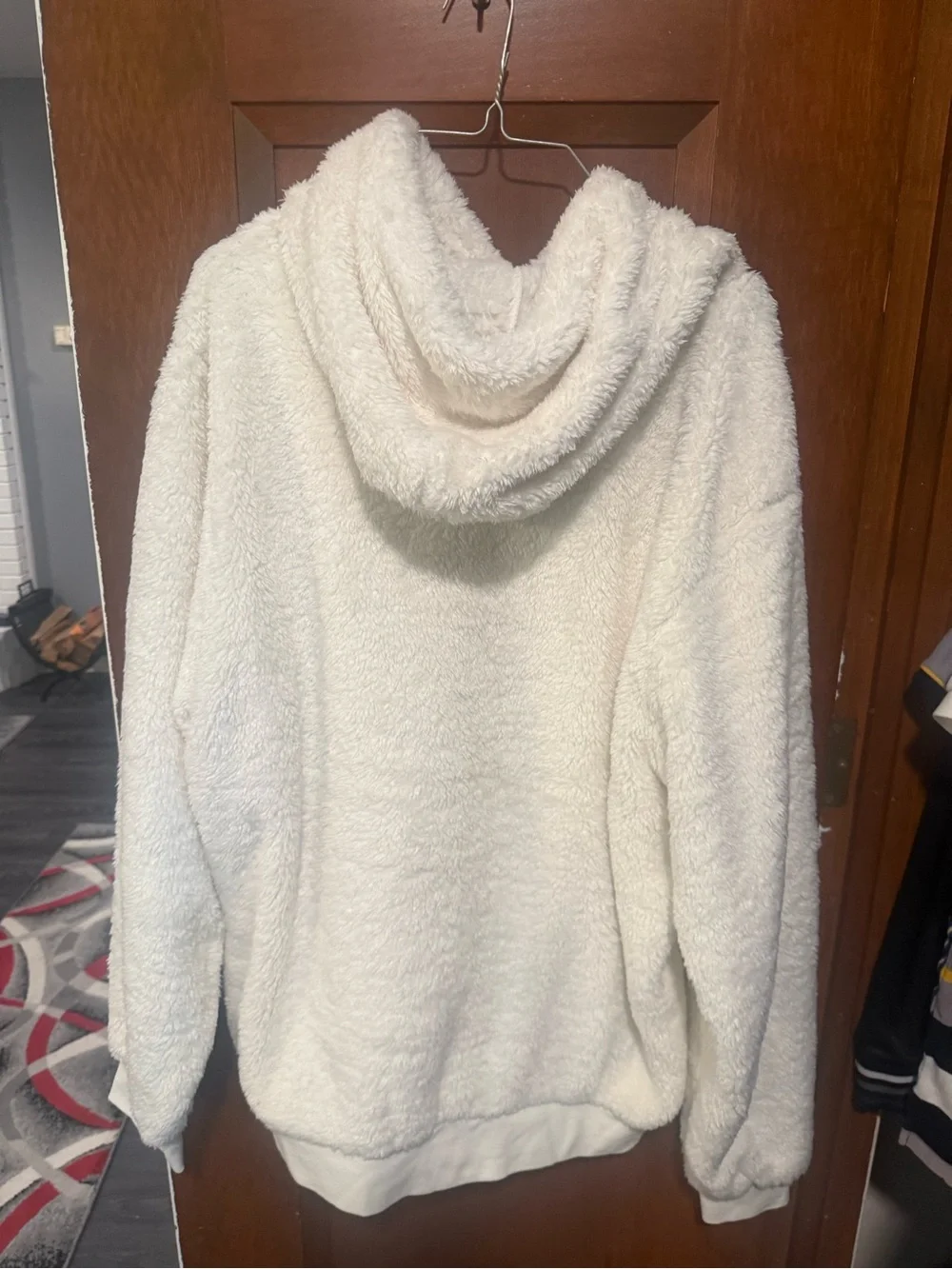 Polo by Ralph Lauren Cream Sherpa Pullover Hoodie with Navy Logo